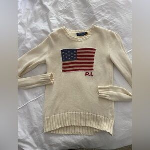 Ralph Lauren American flag sweater in Ivory